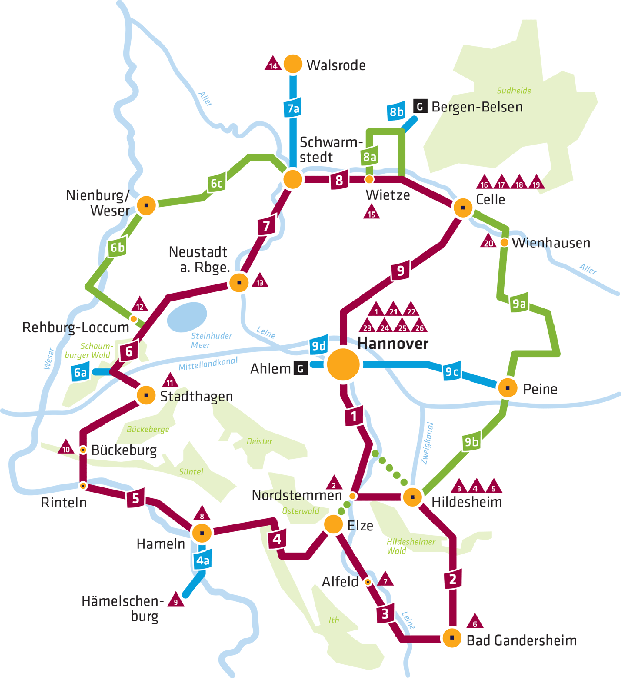 Übersichtskarte der Kulturroute
